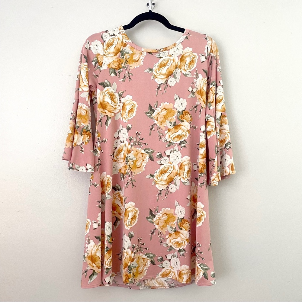 Sydney Rose | pink dress w/yellow roses | S